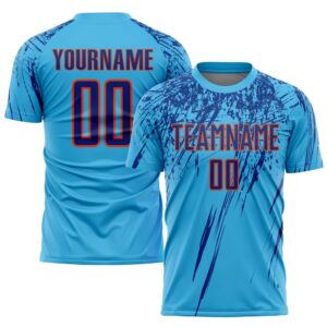 Sky Blue Royal Orange Sublimation Soccer Uniform&hellip;