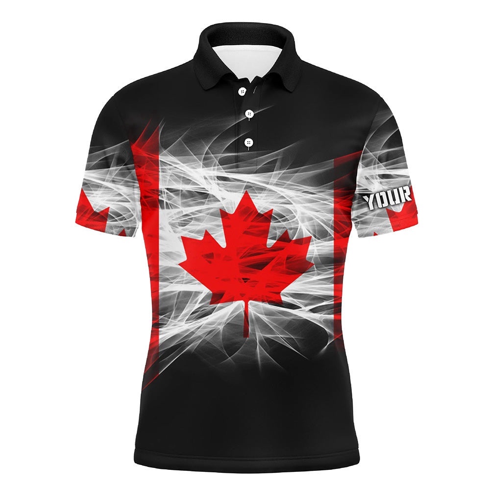 Smoky Canada Flag Men’s Golf Polo Shirts Custom Name Patriotic Golf Shirts For Men Golf Gifts, Golf Polo Shirt, Golf Shirts