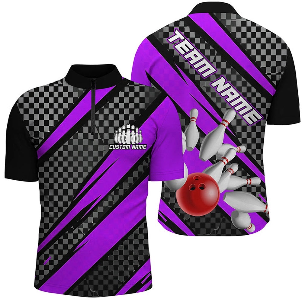 Splatter Pins Bowling Team Shirts For Men And Women, Bowling Tournament Shirt Purple, Custom Bowling Team Jersey Shirt