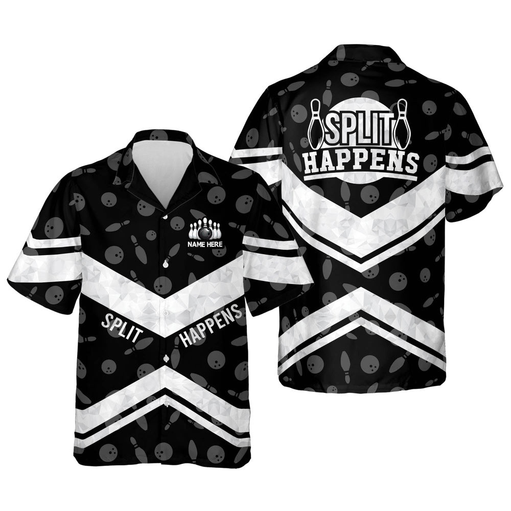 Split Happens Hawaiian Shirt, Custom Bowling Shirt, Custom Team Bowling Hawaiian Shirt