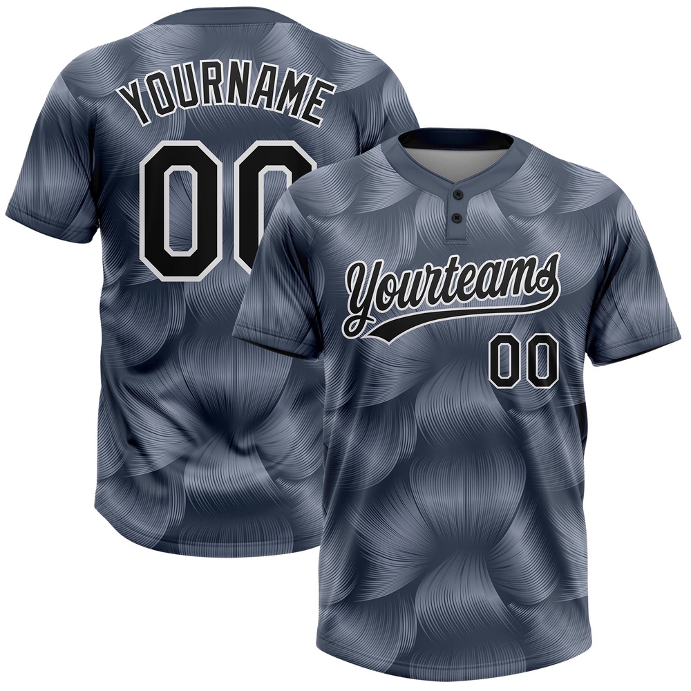 Steel Gray Black White 3D Pattern Two Button Unisex Softball Jersey, Custom Team Softball Jersey Steel Gray Black White 3D Pattern Two Button Unisex Softball Jersey, Custom Team Softball Jersey