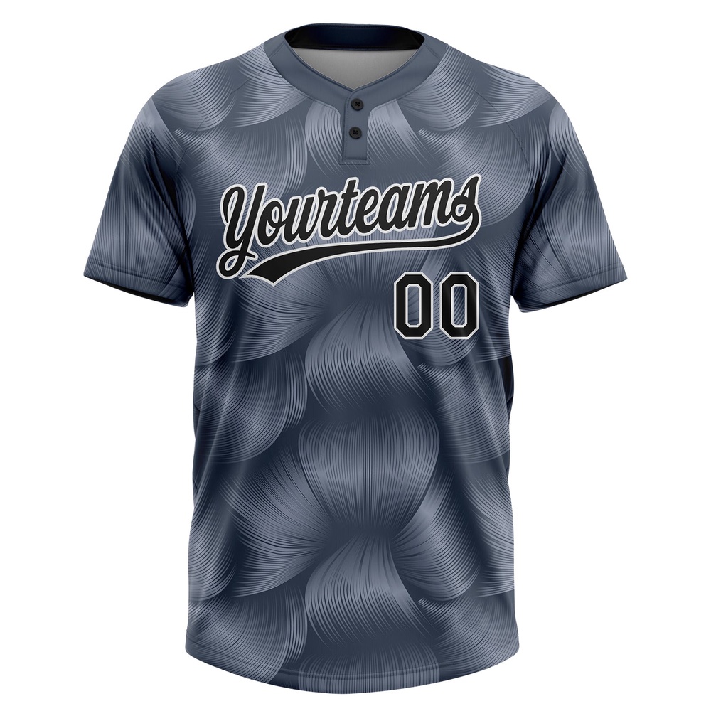 Steel Gray Black White 3D Pattern Two Button Unisex Softball Jersey, Custom Team Softball Jersey Steel Gray Black White 3D Pattern Two Button Unisex Softball Jersey, Custom Team Softball Jersey