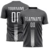 Steel Gray White Black Ethnic Stripes Sublimation Soccer Uniform Jersey, Custom Team Soccer Jersey Shirt