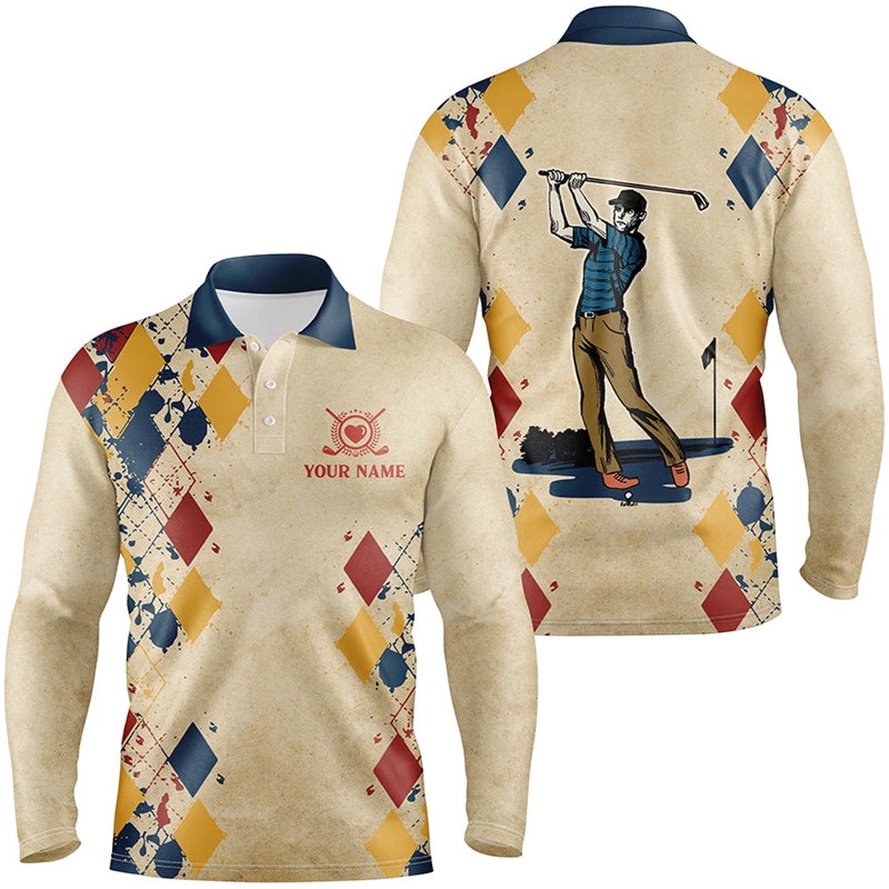 Swing Swear Repeat Vintage Argyle Men’s Golf Polo Shirt Golf Shirts For Men Golf Tops, Golf Polo Shirt, Golf Shirts