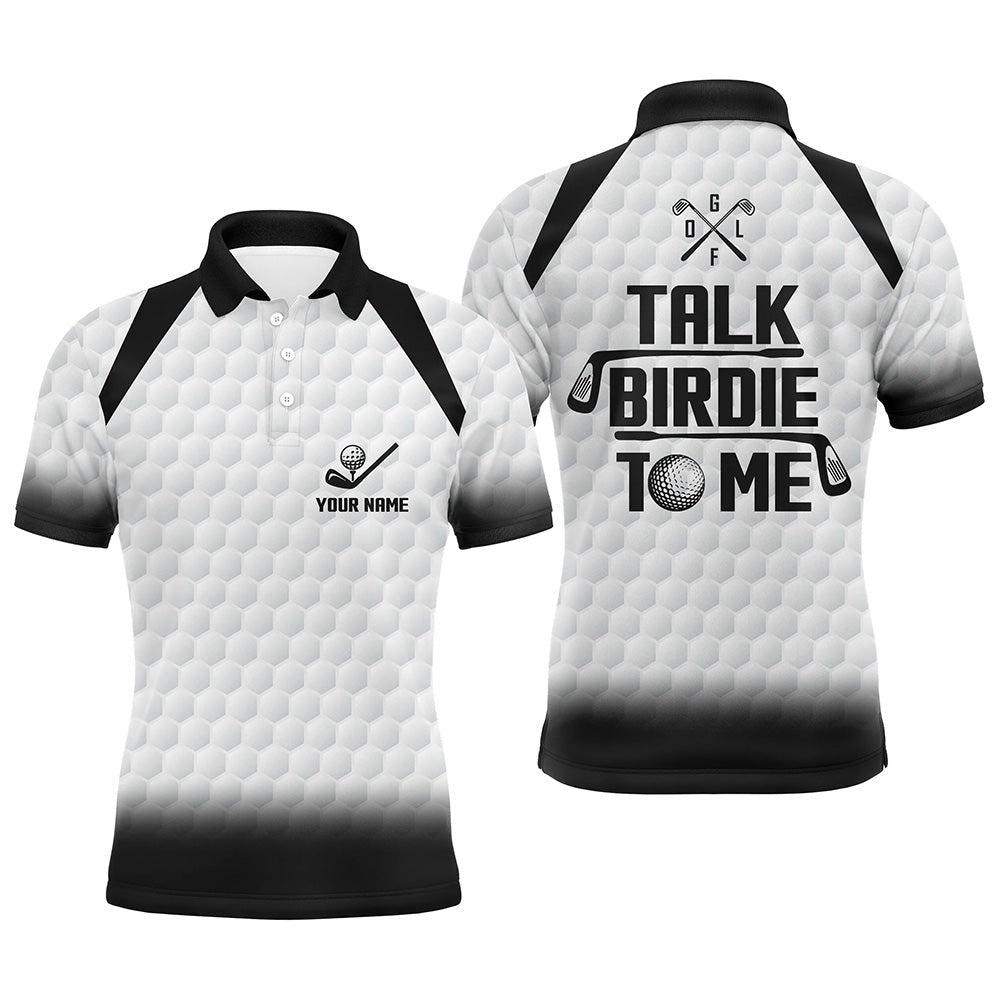 Talk Birdie To Me Men’s Golf Polo Shirt, Black And White Golf Shirts For Men, Cool Golf Gifts, Golf Polo Shirt, Golf Shirts