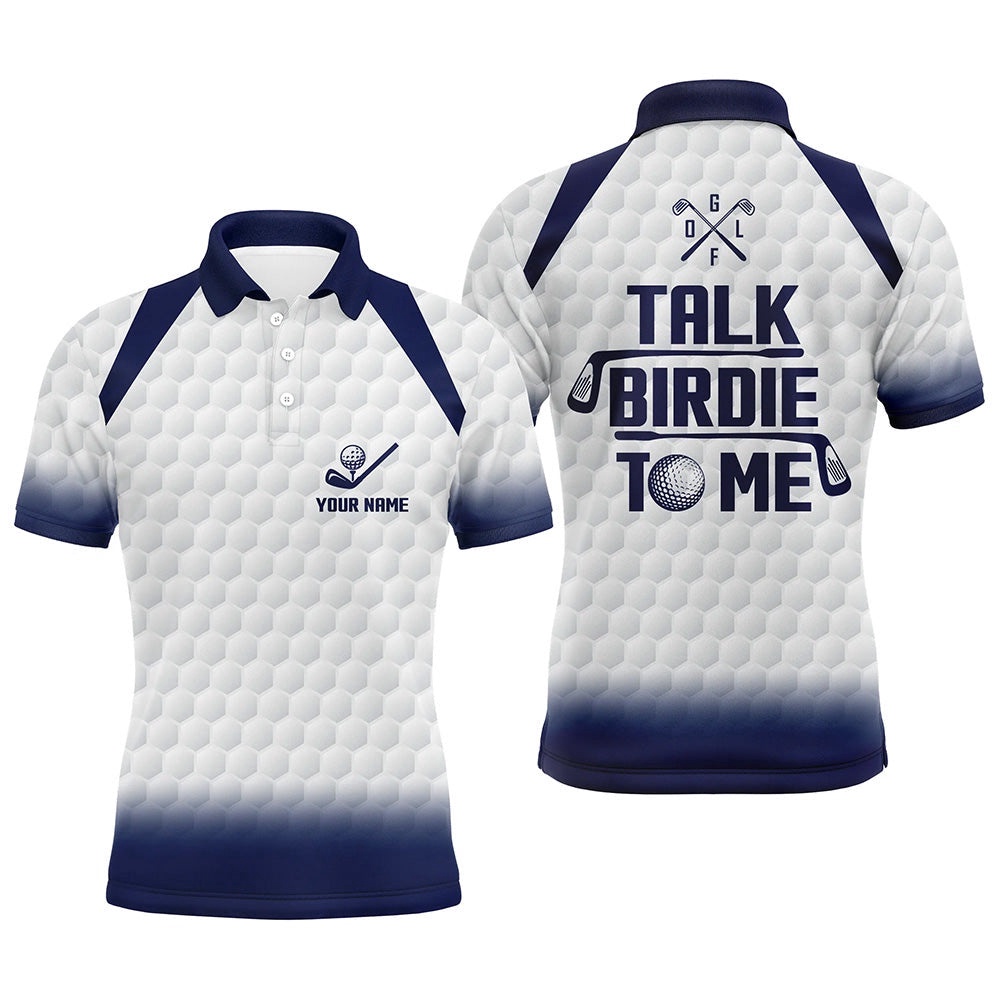 Talk Birdie To Me Men’s Golf Polo Shirt Blue White Golf Shirts For Men Cool Golf Gifts, Golf Polo Shirt, Golf Shirts