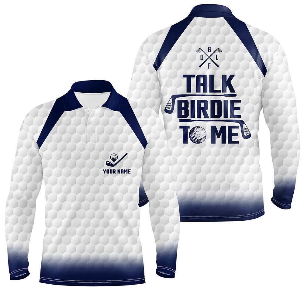 Talk Birdie To Me Men’s Golf Polo Shirt Blue White Golf Shirts For Men Cool Golf Gifts, Golf Polo Shirt, Golf Shirts