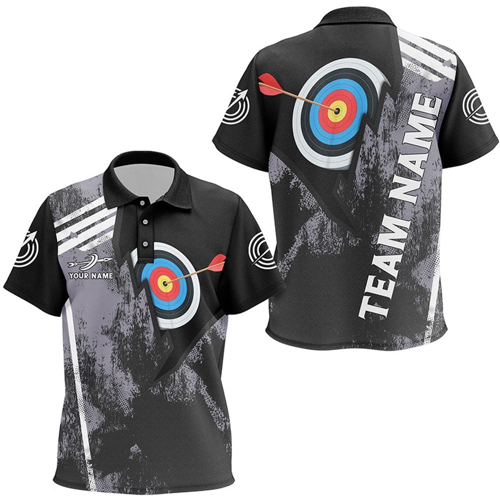 Target Archery Polo Shirts, Custom Arrow Archery Paint Black Polo, Custom Archery Team Polo Shirt
