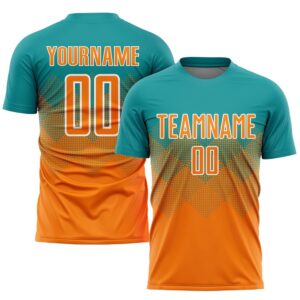 Teal Bay Orange White Sublimation Soccer Uniform&hellip;