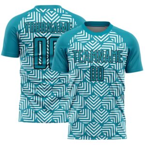 Teal Black Abstract Geometric Shapes Sublimation Soccer&hellip;