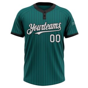 Teal Black Pinstripe White Two Button Unisex Softball Jersey Custom Team Softball Jersey 2 igbzxe.jpg