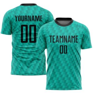 Teal Black Sublimation Soccer Uniform Jersey, Custom&hellip;