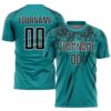 Teal Brown Cream Sublimation Soccer Uniform Jersey, Custom Team Soccer Jersey Shirt
