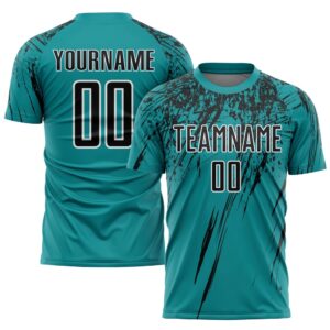 Teal Black White Sublimation Soccer Uniform Jersey,&hellip;