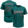Teal Black White 3D Pattern Two Button Unisex Softball Jersey, Custom Team Softball Jersey Teal Black White 3D Pattern Two Button Unisex Softball Jersey, Custom Team Softball Jersey