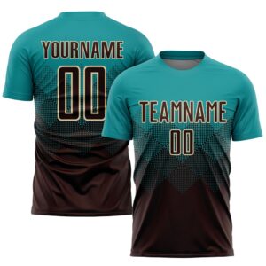 Teal Brown Cream Sublimation Soccer Uniform Jersey,&hellip;