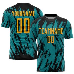 Teal Gold Black Sublimation Soccer Uniform Jersey,&hellip;