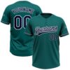 Teal Navy Red Two Button Unisex Softball Jersey, Custom Team Softball Jersey Teal Navy Red Two Button Unisex Softball Jersey, Custom Team Softball Jersey