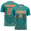 Teal Orange White Sublimation Soccer Uniform Jersey, Custom Team Soccer Jersey Shirt