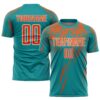 Teal Pink Cream Sublimation Soccer Uniform Jersey, Custom Team Soccer Jersey Shirt