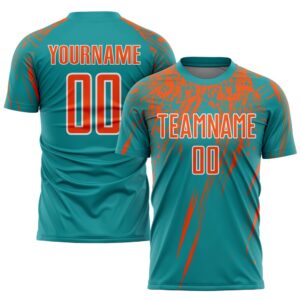 Teal Orange White Sublimation Soccer Uniform Jersey,&hellip;