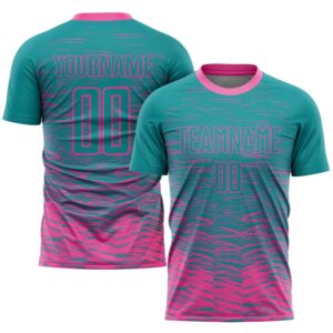 Teal Pink Sublimation Soccer Uniform Jersey, Custom&hellip;