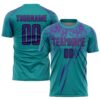 Teal Purple Sublimation Soccer Uniform Jersey, Custom Team Soccer Jersey Shirt