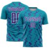 Teal Purple White Sublimation Soccer Uniform Jersey, Custom Team Soccer Jersey Shirt