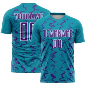 Teal Purple White Abstract Lines Sublimation Soccer&hellip;