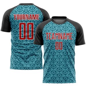 Teal Red Black Sublimation Soccer Uniform Jersey,&hellip;