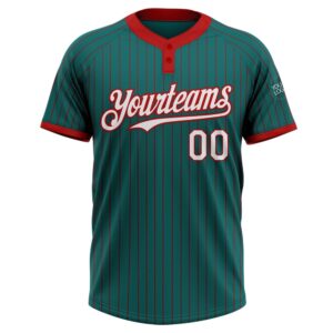Teal Red Pinstripe White Two Button Unisex Softball Jersey Custom Team Softball Jersey 2 huyfex.jpg