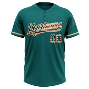 Teal Vintage USA Flag City Cream Two Button Unisex Softball Jersey Custom Team Softball Jersey 2 v5huaj.jpg