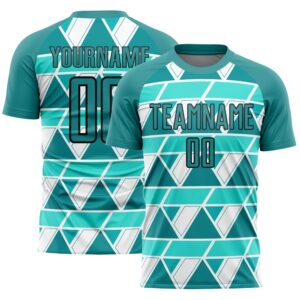 Teal White Black Geometric Shapes Sublimation Soccer&hellip;