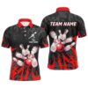 Strike Flame Bowling Shirt For Men Custom Black Bowling Polo Shirt Team Bowling Polo Shirt, Personalized Bowling Team Shirt