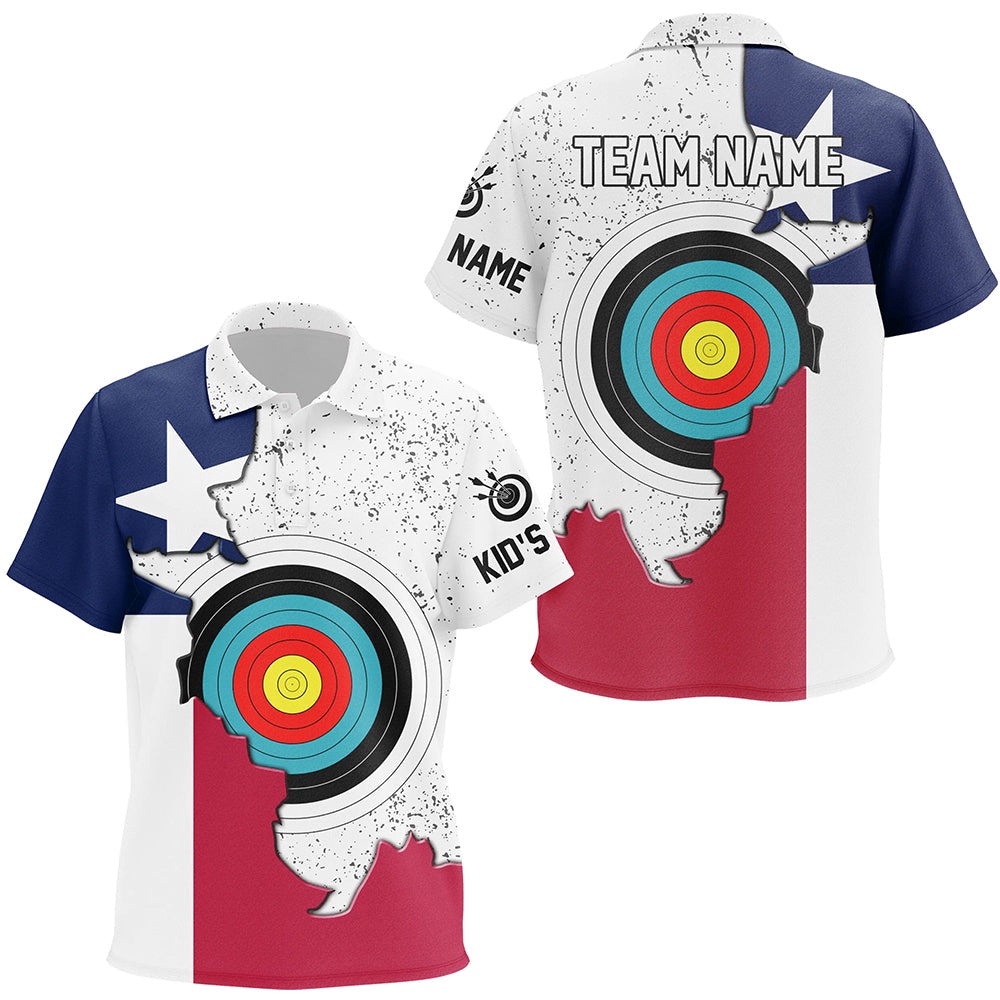 Texas Archery Target Polo Shirts Custom Texas Flag Shirts For Patriotic Archer, Custom Archery Team Polo Shirt