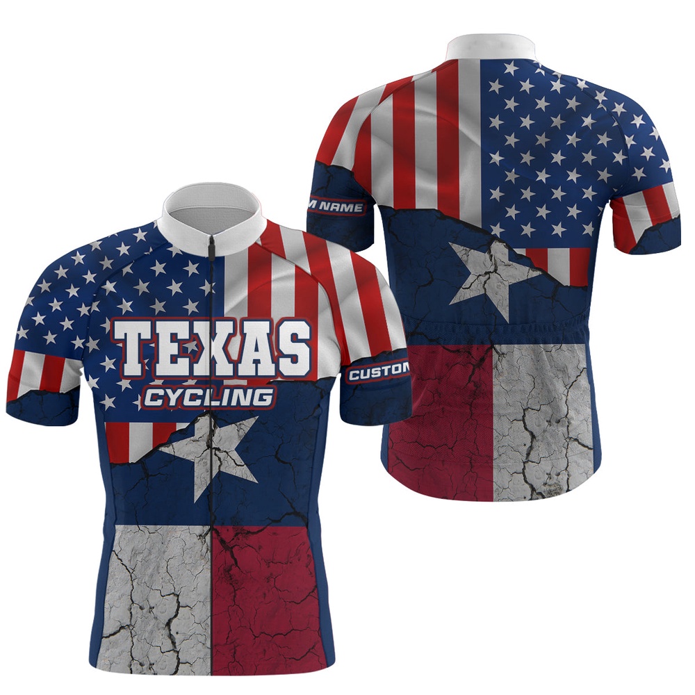 Texas Cycling Jersey For Men Women Bike Shirts Usa Bicycle Gear With 3 Pockets  And  Full Zip, Custom Mono Cycling Jersey
