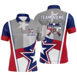 Texas Flag Archery Men Polo Shirts Custom&hellip;