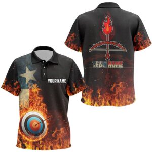 Texas Flag Flaming Target Archery Polo Shirts,&hellip;