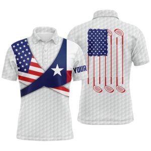 Texas Flag White Golf Pattern Men’s Polo&hellip;