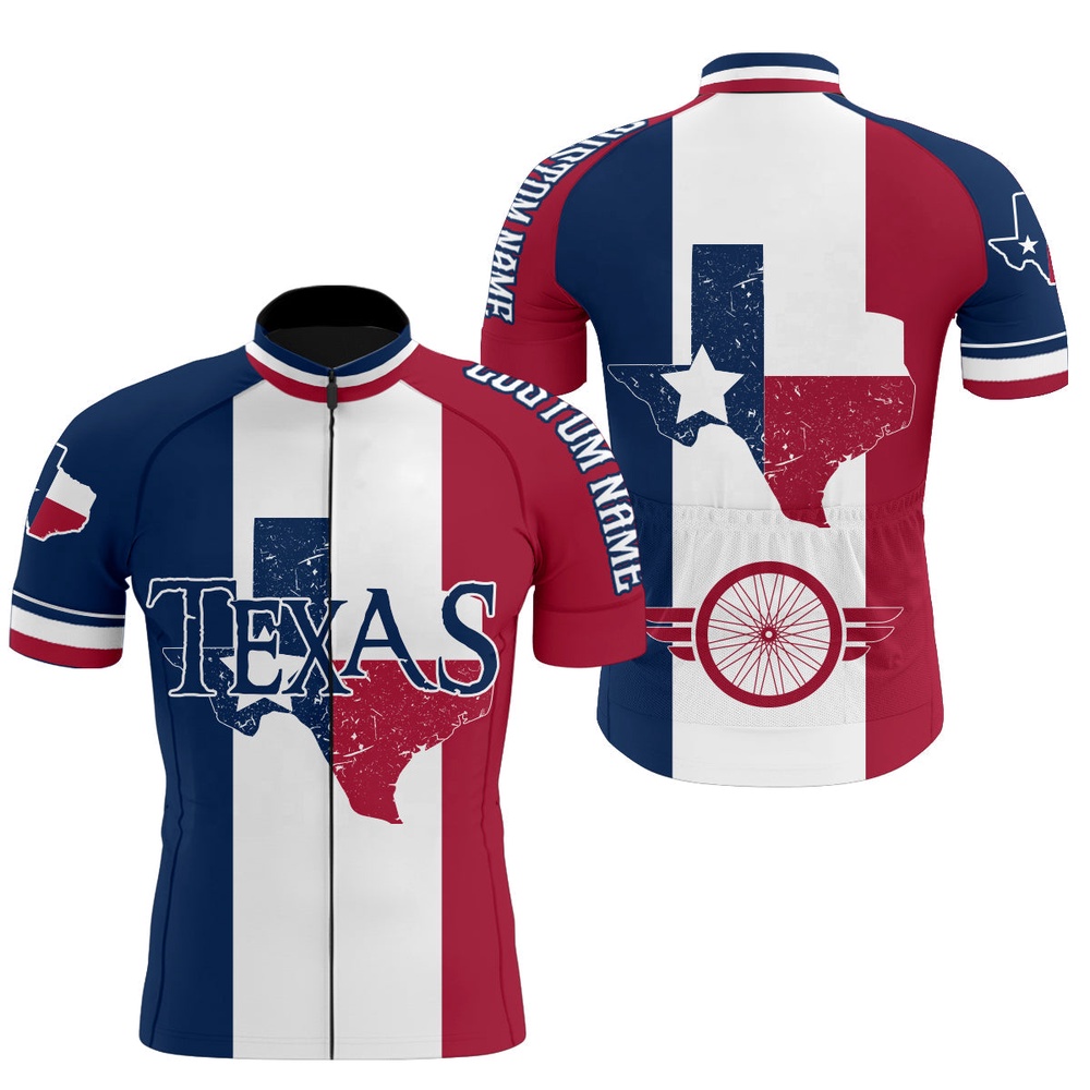 Texas Men’s Cycling Jersey Bike Shirt With Full Zip 3 Rear Pockets Cycle Gear, Custom Mono Cycling Jersey Texas Men’s Cycling Jersey Bike Shirt With Full Zip 3 Rear Pockets Cycle Gear, Custom Mono Cycling Jersey