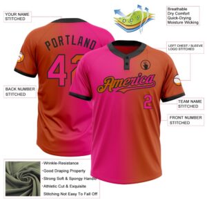 Texas Orange Hot Pink Black Gradient Fashion Two Button Unisex Softball Jersey Custom Team Softball Jersey 3 fixupi.jpg