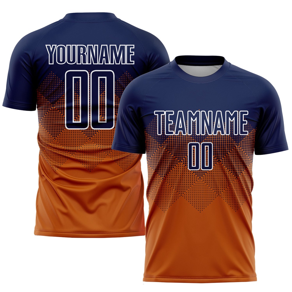 Texas Orange Navy White Sublimation Soccer Uniform Jersey, Custom Team Soccer Jersey Shirt