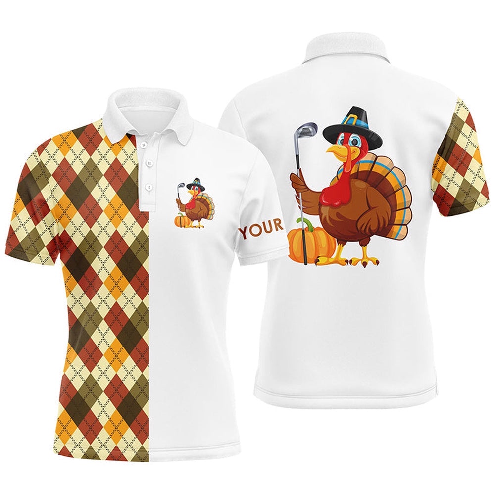 Thanksgiving Argyle Plaid Pattern Custom Men’s Golf Polo Shirt, Turkey Bird Golf Tops For Men Golf Gift, Golf Polo Shirt, Golf Shirts Thanksgiving Argyle Plaid Pattern Custom Men’s Golf Polo Shirt, Turkey Bird Golf Tops For Men Golf Gift, Golf Polo Shirt, Golf Shirts
