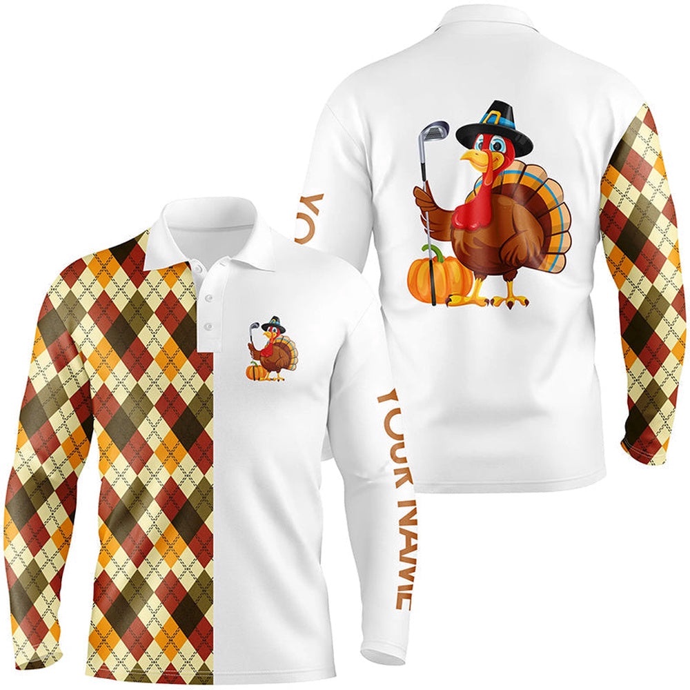 Thanksgiving Argyle Plaid Pattern Custom Men’s Golf Polo Shirt, Turkey Bird Golf Tops For Men Golf Gift, Golf Polo Shirt, Golf Shirts Thanksgiving Argyle Plaid Pattern Custom Men’s Golf Polo Shirt, Turkey Bird Golf Tops For Men Golf Gift, Golf Polo Shirt, Golf Shirts