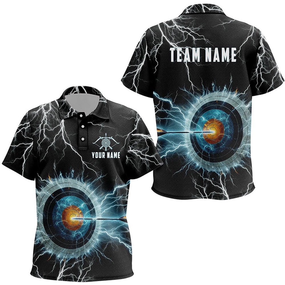Thunder Lighting Target Archery Polo Shirts, Custom Archery Team Polo, Custom Archery Team Polo Shirt