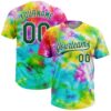 Tie Dye Pink Purple 3D Rainbow Two Button Unisex Softball Jersey, Custom Team Softball Jersey