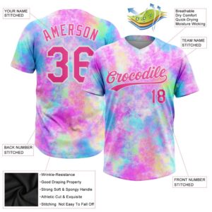 Tie Dye Pink White 3D Watercolor Gradient Two Button Unisex Softball Jersey Custom Team Softball Jersey 3 zssxi7.jpg