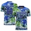 Tie Dye Teal Black Sublimation Soccer Uniform Jersey, Custom Team Soccer Jersey Shirt