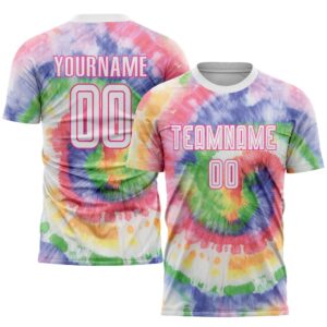 Tie Dye White Pink Sublimation Soccer Uniform&hellip;
