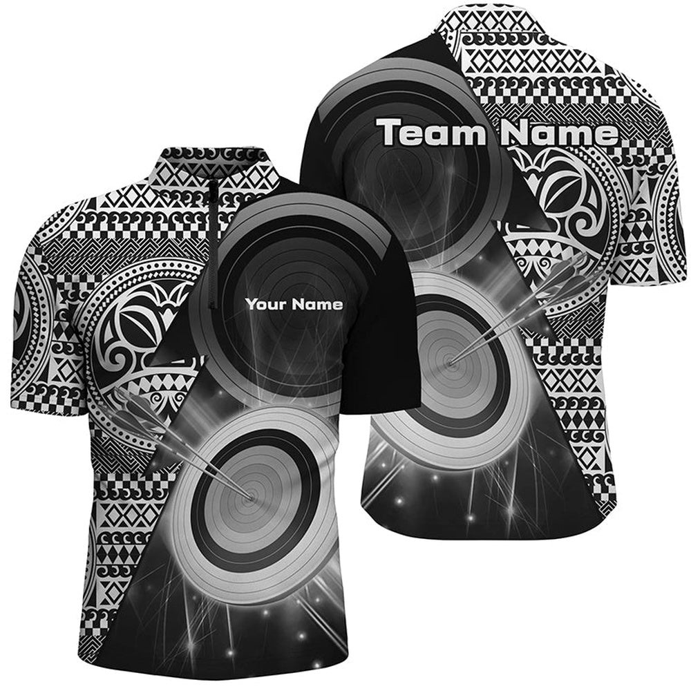 Tribal White Black Target Archery Jersey Shirts For Men Custom Archery Jerseys, Custom Archery Team Shirt